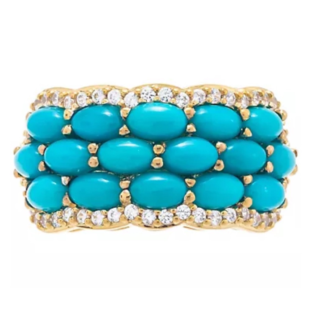 Sleepy beauty turquoise cabochon 14k Gold ring size 10 - Picture 4 of 16